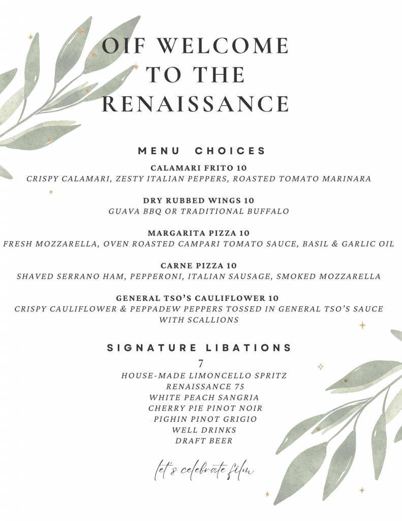 OIF Networking Party Menu